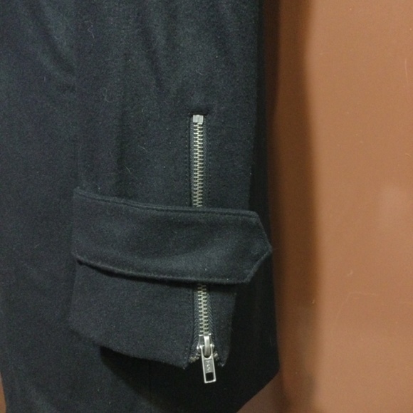 ASOS black wool/leather 2 in 1 coat size small - Picture 14 of 16